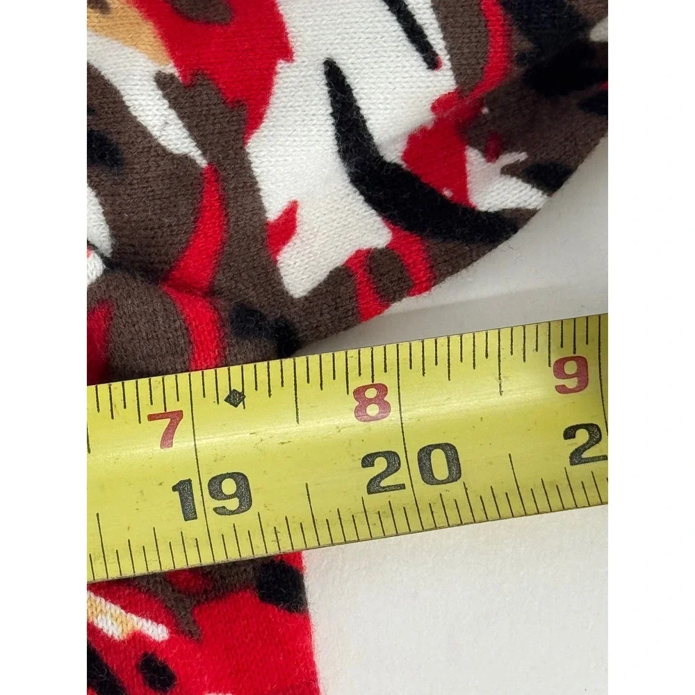 Designers Originals Women Red Floral Abstract Knit Cardigan Sweater Sz L